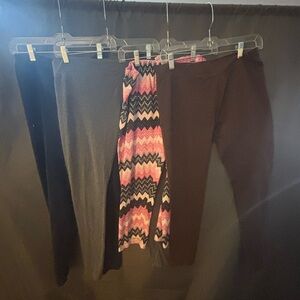 Stylish Leggings Set - Navy, Gray, Pink Pattern and Brown